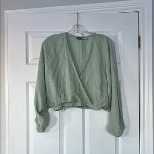 Audrey 3+1 Sage Green Wrap Blouse